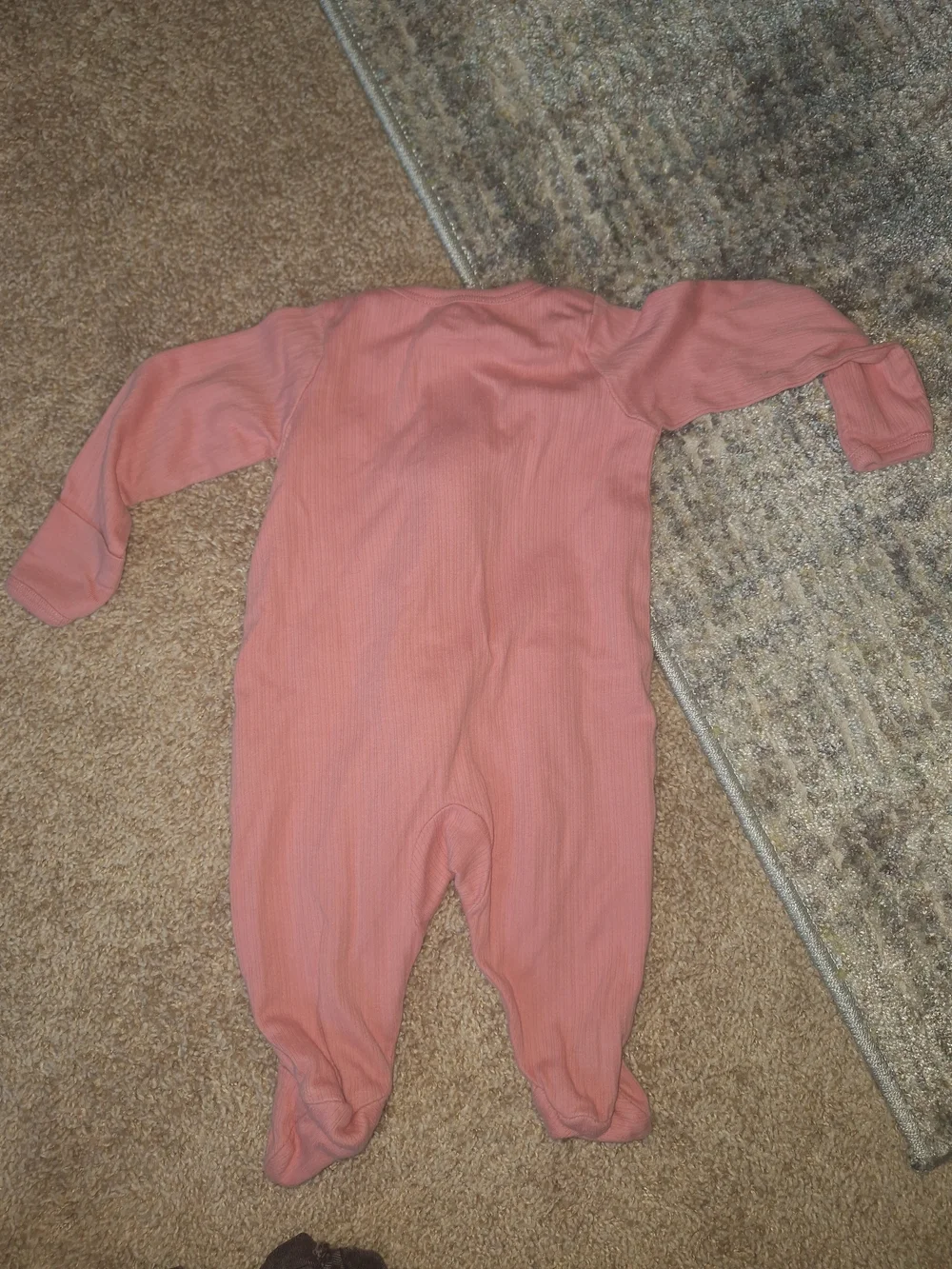 wonder nation Ribbed Long-Sleeve Footed One-Piece in Dusty Pink